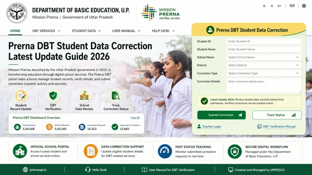 Prerna DBT Student Data Correction Kaise Kare?
