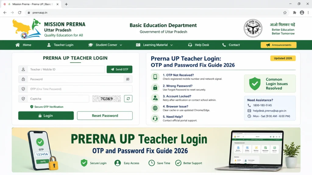 How to Login to Prerna UP Teacher Portal